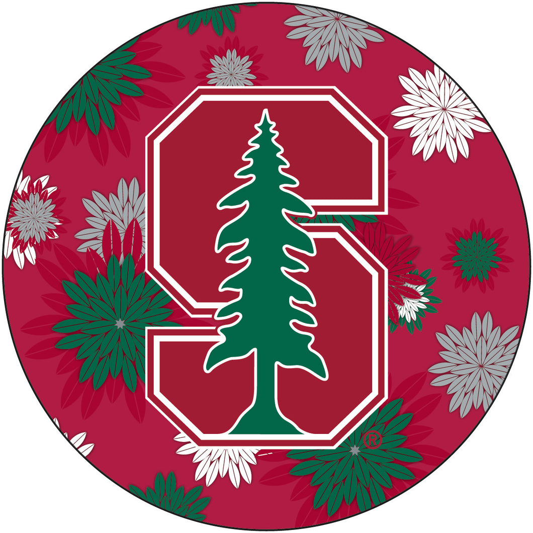 Stanford University Round 4-Inch NCAA Floral Love Vinyl Sticker - Blossoming School Spirit Decal