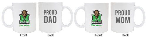 Marshall Thundering Herd Proud Mom And Dad White Ceramic Coffee Mug 2 pack (White)