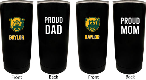 Baylor Bears NCAA Insulated Tumbler - 16oz Stainless Steel Travel Mug Proud Mom and Dad Design Black