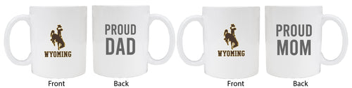 University of Wyoming Proud Mom And Dad White Ceramic Coffee Mug 2 pack (White)