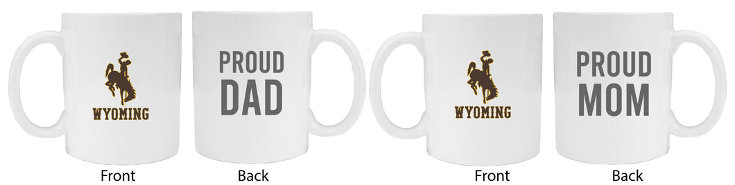 University of Wyoming Proud Mom And Dad White Ceramic Coffee Mug 2 pack (White)