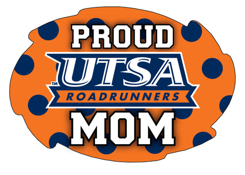 UTSA Road Runners 5x6-Inch Swirl Shape Proud Mom NCAA - Durable School Spirit Vinyl Decal Perfect Gift for Mom