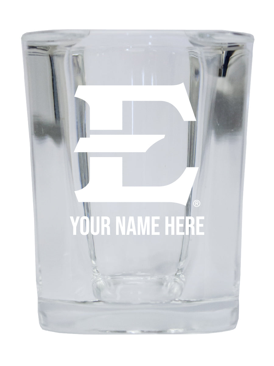 NCAA East Tennessee State University Personalized 2oz Stemless Shot Glass - Custom Laser Etched 4-Pack