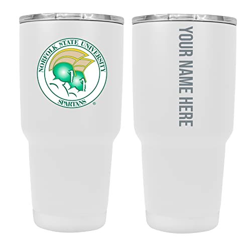 Custom Norfolk State University White Insulated Tumbler - 24oz Engraved Stainless Steel Travel Mug