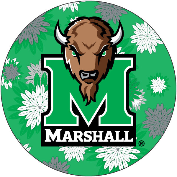 Marshall Thundering Herd Round 4-Inch NCAA Floral Love Vinyl Sticker - Blossoming School Spirit Decal