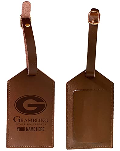 Grambling State Tigers Premium Leather Luggage Tag - Laser-Engraved Custom Name Option