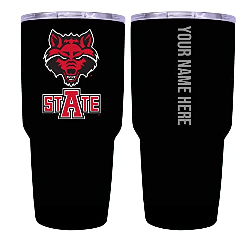 Custom Arkansas State Black Insulated Tumbler - 24oz Engraved Stainless Steel Travel Mug