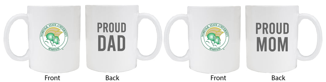 Norfolk State University Proud Mom And Dad White Ceramic Coffee Mug 2 pack (White)