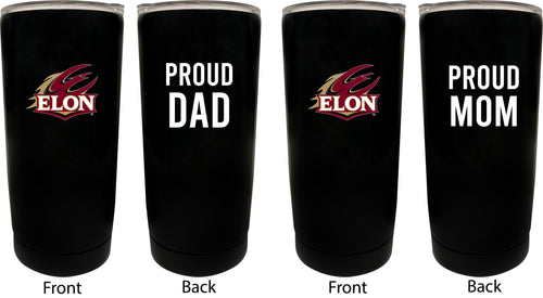 Elon University NCAA Insulated Tumbler - 16oz Stainless Steel Travel Mug Proud Mom and Dad Design Black