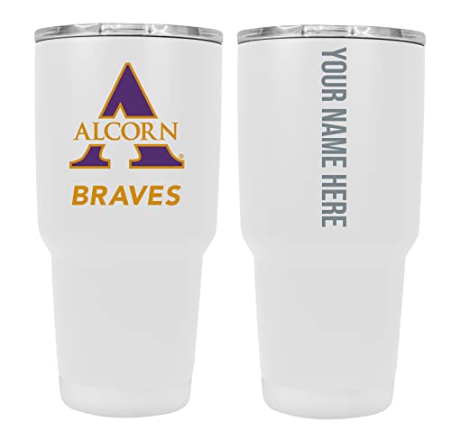 Custom Alcorn State Braves White Insulated Tumbler - 24oz Engraved Stainless Steel Travel Mug