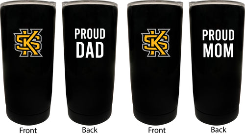 Kennesaw State University NCAA Insulated Tumbler - 16oz Stainless Steel Travel Mug Proud Mom and Dad Design Black