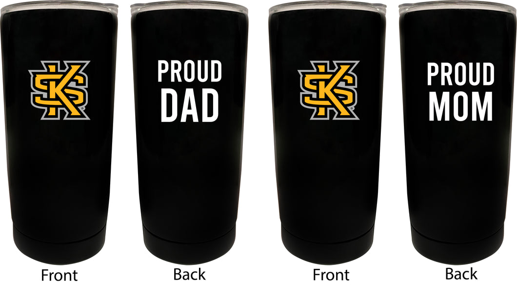 Kennesaw State University NCAA Insulated Tumbler - 16oz Stainless Steel Travel Mug Proud Mom and Dad Design Black