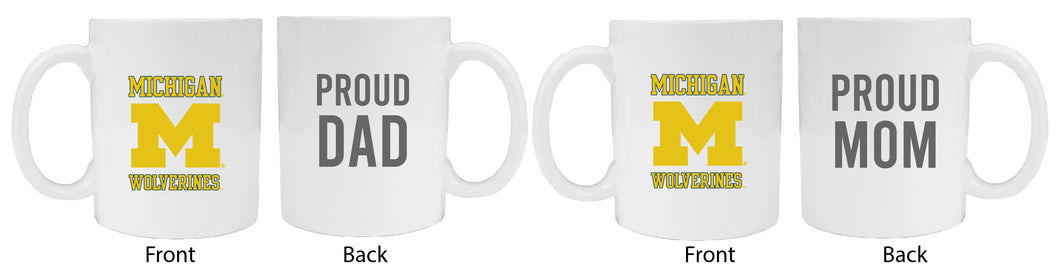 Michigan Wolverines Proud Mom And Dad White Ceramic Coffee Mug 2 pack (White)