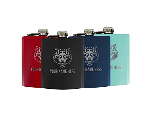 Arkansas State Officially Licensed Personalized Stainless Steel Flask 7 oz - Custom Text, Matte Finish, Choose Your Color