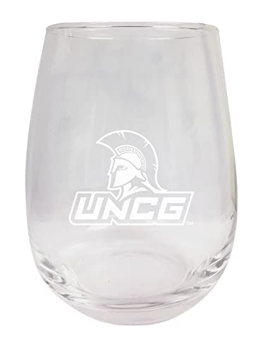 North Carolina Greensboro Spartans NCAA 15 oz Laser-Engraved Stemless Wine Glass - Perfect for Alumni & Fans