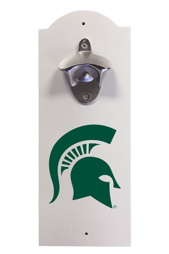 Michigan State Spartans Wall-Mounted Bottle Opener – Sturdy Metal with Decorative Wood Base for Home Bars, Rec Rooms & Fan Caves