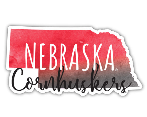 Nebraska Cornhuskers 2-Inch on one of its sides Watercolor Design NCAA Durable School Spirit Vinyl Decal Sticker