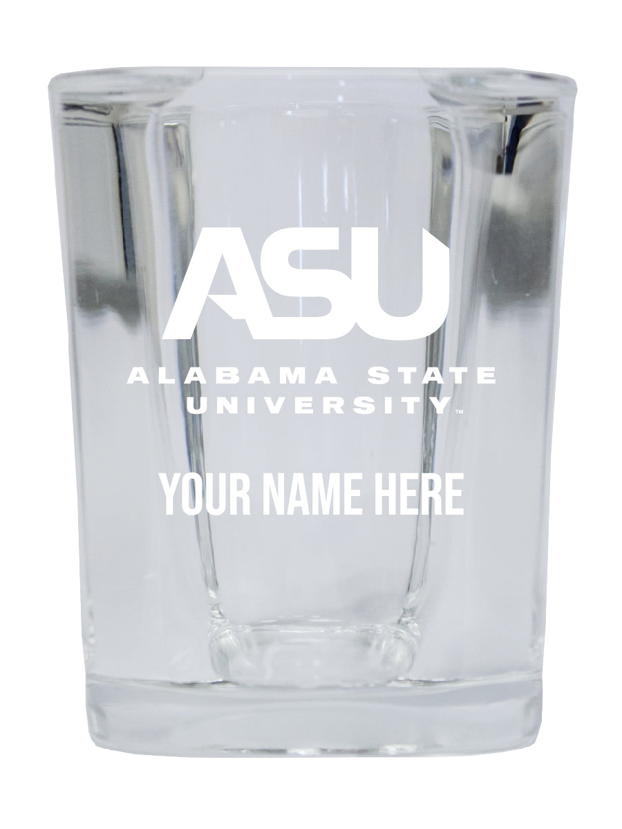 NCAA Alabama State University Personalized 2oz Stemless Shot Glass - Custom Laser Etched 4-Pack