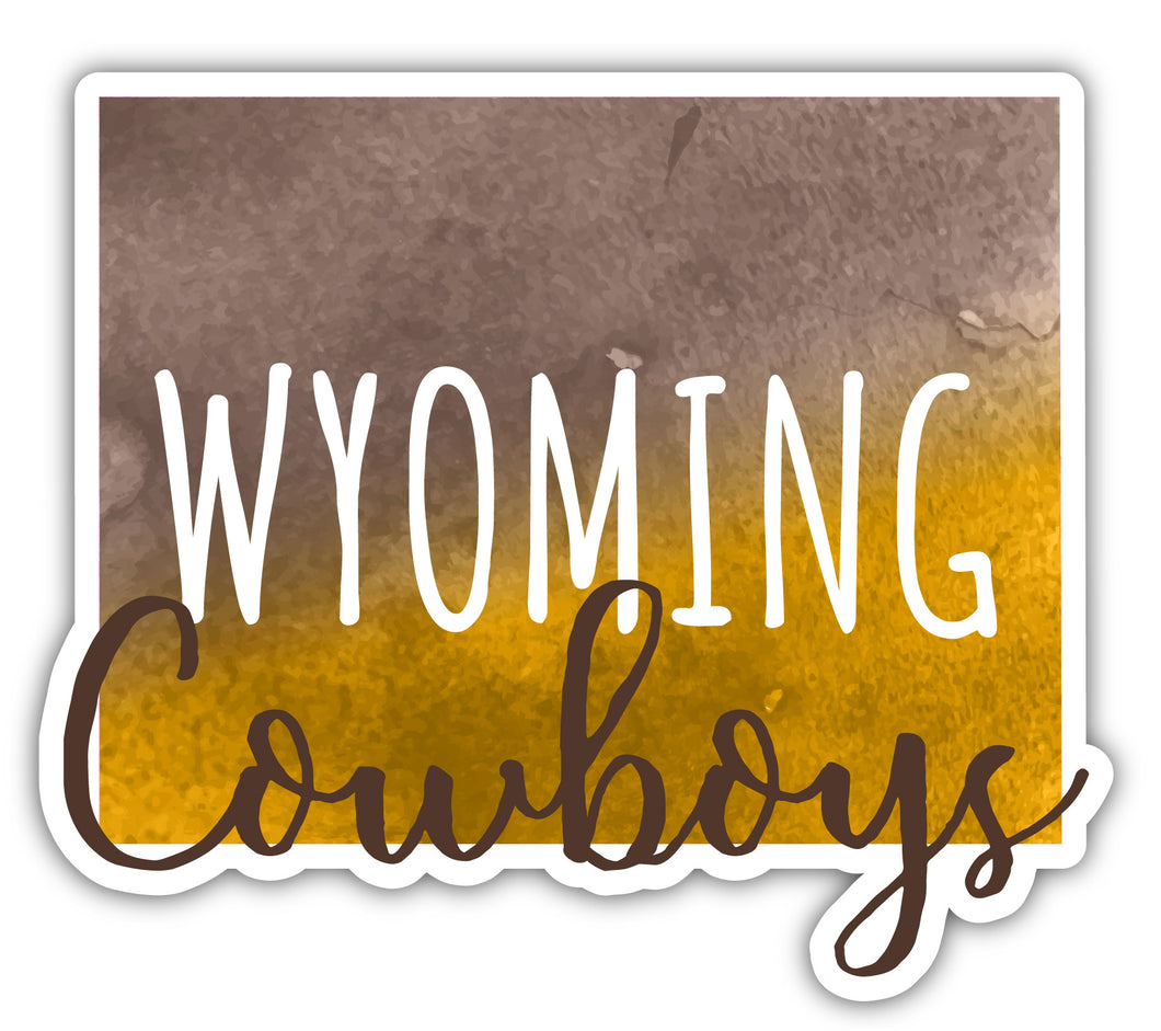 University of Wyoming 2-Inch on one of its sides Watercolor Design NCAA Durable School Spirit Vinyl Decal Sticker