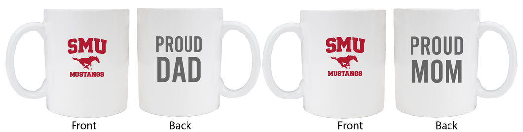 Southern Methodist University Proud Mom And Dad White Ceramic Coffee Mug 2 pack (White)