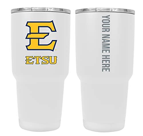 Custom East Tennessee State University White Insulated Tumbler - 24oz Engraved Stainless Steel Travel Mug