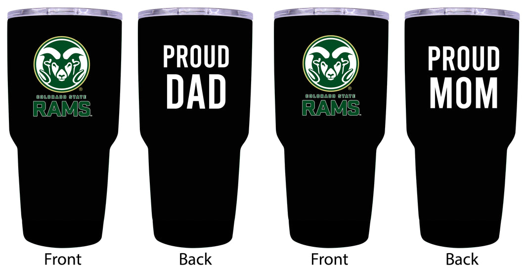 Colorado State Rams Proud Parent 24 oz Insulated Tumblers Set - Black, Mom & Dad Edition