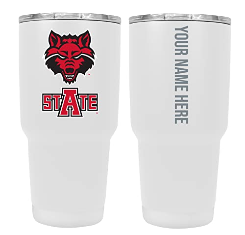 Custom Arkansas State White Insulated Tumbler - 24oz Engraved Stainless Steel Travel Mug