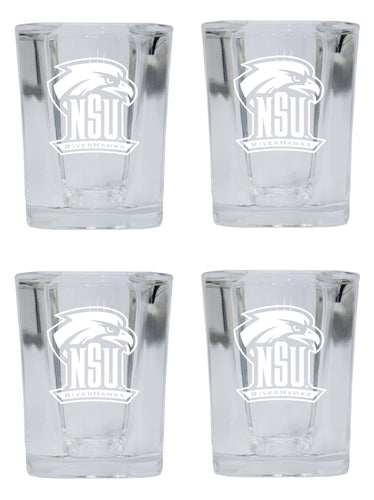 Northeastern State University Riverhawks NCAA Collector's Edition 2oz Square Shot Glass - Laser Etched Logo 4-Pack