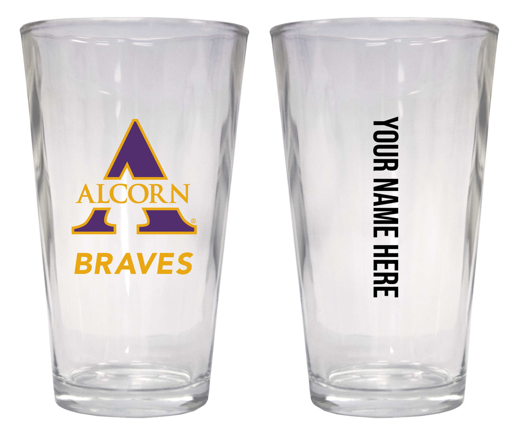 Customizable NCAA Alcorn State Braves 16 oz Pint Glass – Perfect Gift Personalized With your own  or any fan name