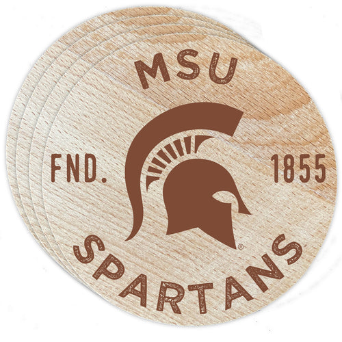 Michigan State Spartans Officially Licensed Wood Coasters (4-Pack) - Laser Engraved, Never Fade Design