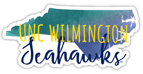 North Carolina Wilmington Seahawks 2-Inch on one of its sides Watercolor Design NCAA Durable School Spirit Vinyl Decal Sticker