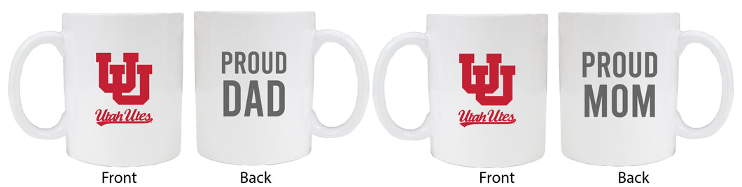 Utah Utes Proud Mom And Dad White Ceramic Coffee Mug 2 pack (White)