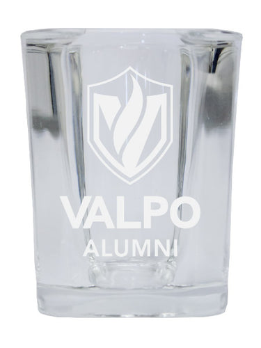 NCAA Valparaiso University Alumni 2oz Laser Etched Square Shot Glass 