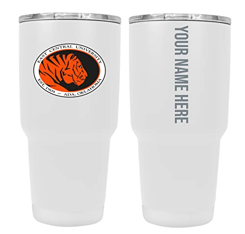 Custom East Central University Tigers White Insulated Tumbler - 24oz Engraved Stainless Steel Travel Mug