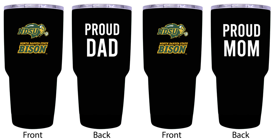 North Dakota State Bison Proud Parent 24 oz Insulated Tumblers Set - Black, Mom & Dad Edition