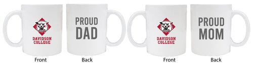 Davidson College Proud Mom And Dad White Ceramic Coffee Mug 2 pack (White)