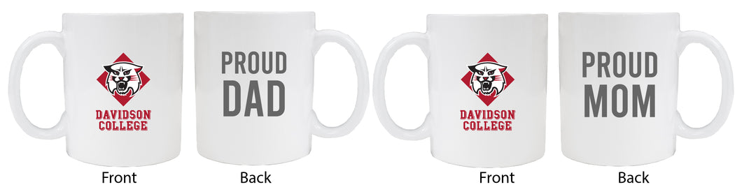 Davidson College Proud Mom And Dad White Ceramic Coffee Mug 2 pack (White)