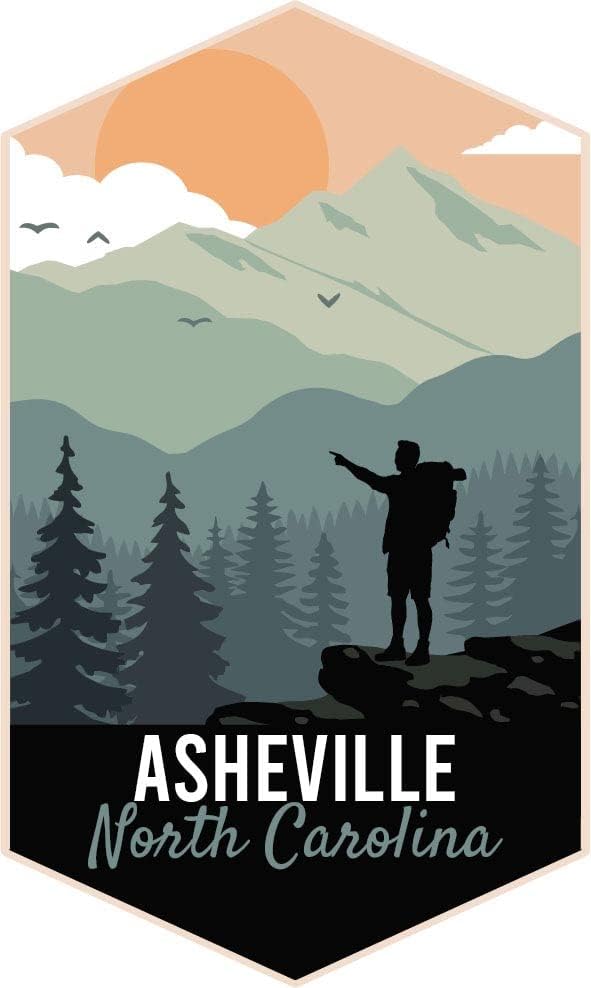 Asheville North Carolina 4-Inch Fridge Magnet Outdoors Hike Design