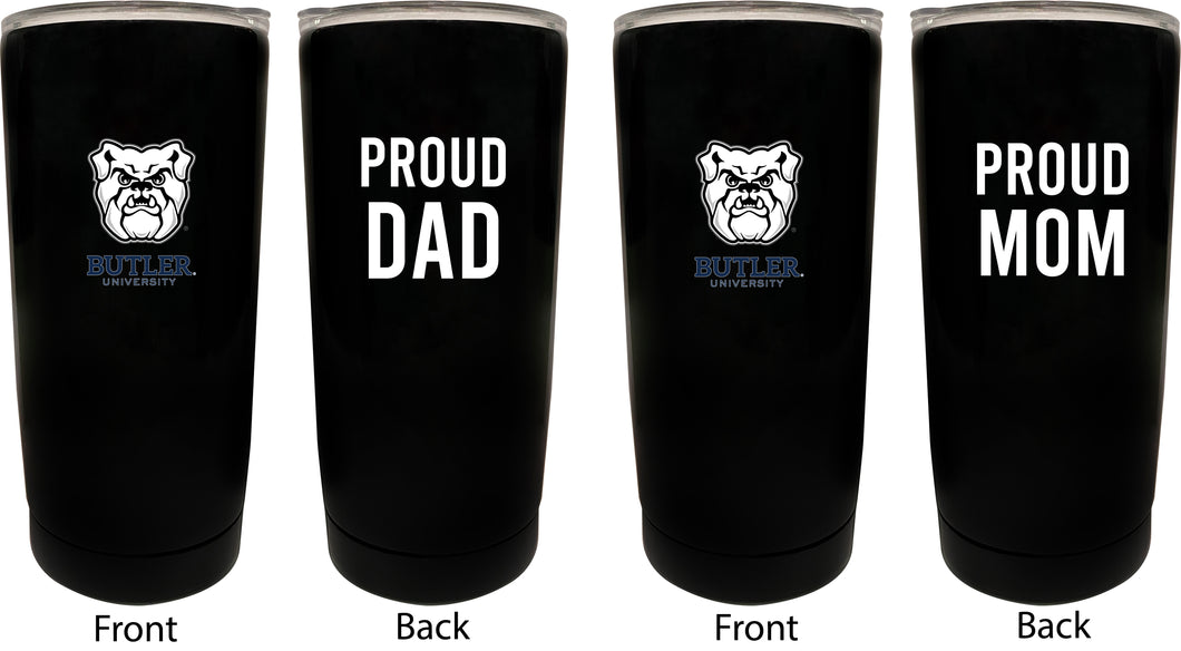 Butler Bulldogs NCAA Insulated Tumbler - 16oz Stainless Steel Travel Mug Proud Mom and Dad Design Black