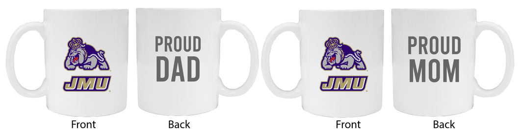 James Madison Dukes Proud Mom And Dad White Ceramic Coffee Mug 2 pack (White)