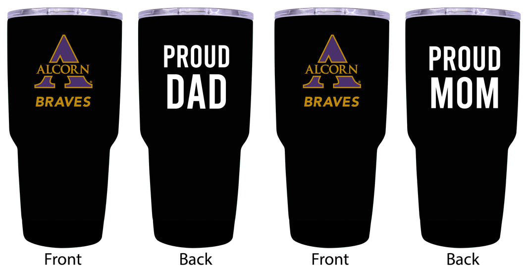 Alcorn State Braves Proud Parent 24 oz Insulated Tumblers Set - Black, Mom & Dad Edition