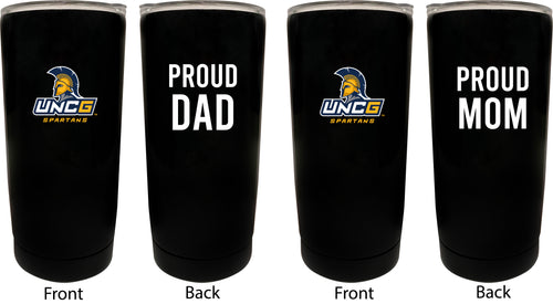 North Carolina Greensboro Spartans NCAA Insulated Tumbler - 16oz Stainless Steel Travel Mug Proud Mom and Dad Design Black