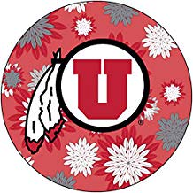 Utah Utes Round 4-Inch NCAA Floral Love Vinyl Sticker - Blossoming School Spirit Decal