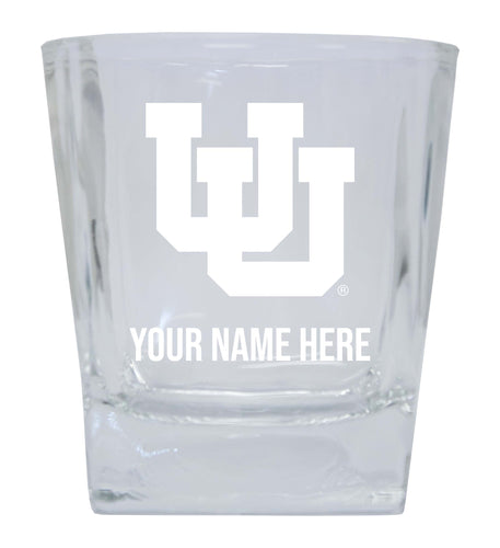 Utah Utes 2-Pack Personalized NCAA Spirit Elegance 10oz Etched Glass Tumbler