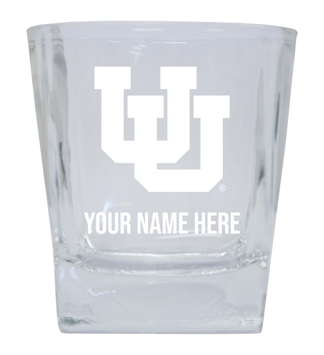 Utah Utes NCAA Spirit Elegance - 5 ozPersonalized With Custom Name Etched Shooter Glass Tumbler 2-Pack