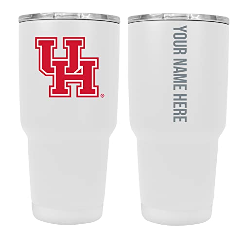 Custom University of Houston White Insulated Tumbler - 24oz Engraved Stainless Steel Travel Mug