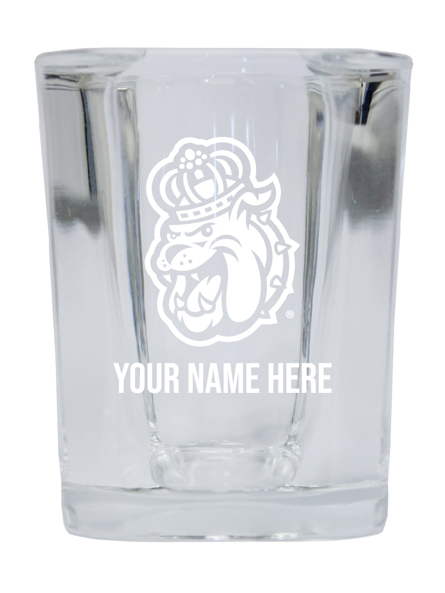 NCAA James Madison Dukes Personalized 2oz Stemless Shot Glass - Custom Laser Etched 4-Pack