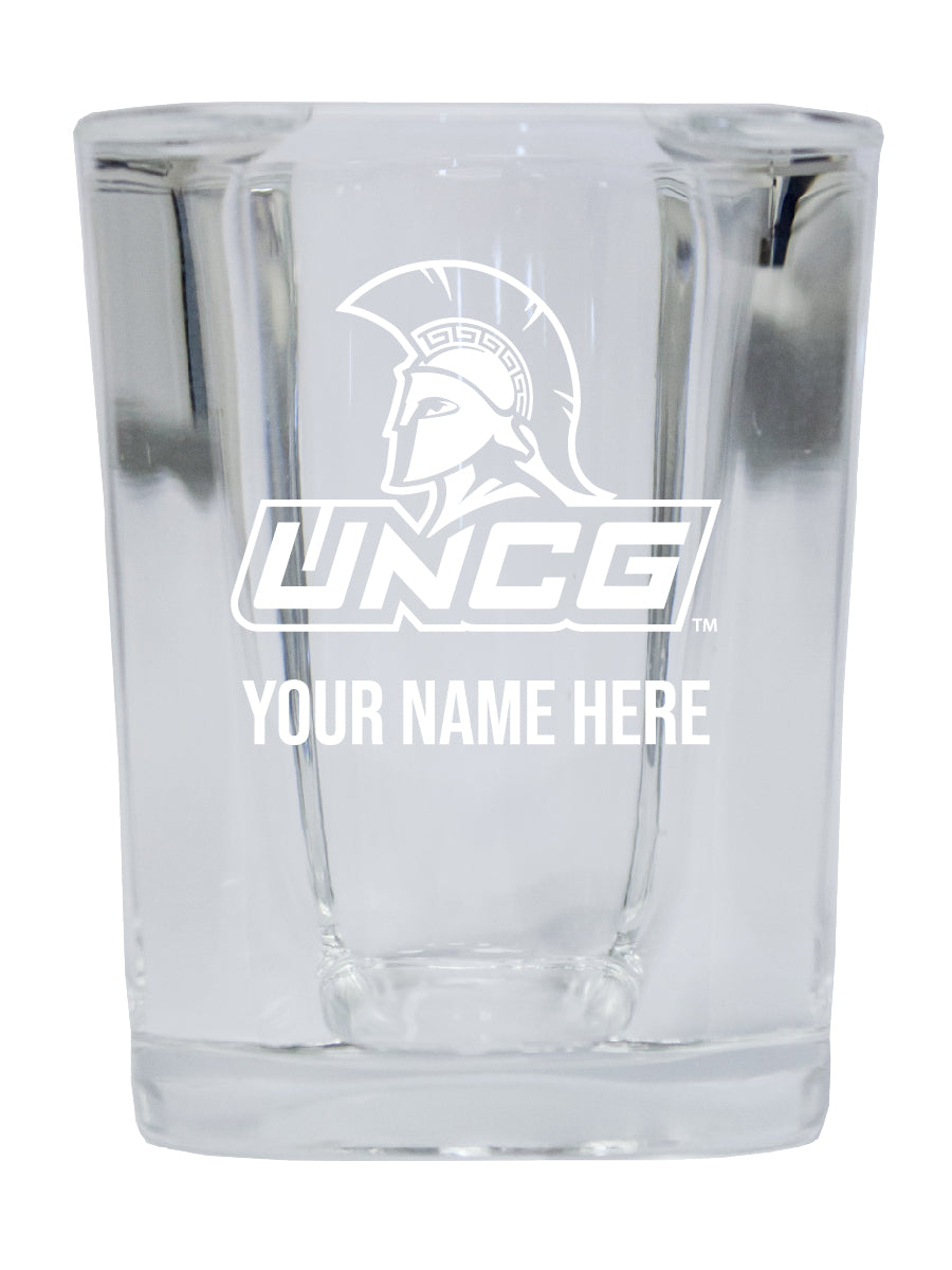 NCAA North Carolina Greensboro Spartans Personalized 2oz Stemless Shot Glass - Custom Laser Etched 4-Pack