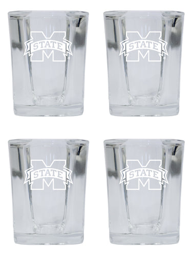 Mississippi State Bulldogs NCAA Collector's Edition 2oz Square Shot Glass - Laser Etched Logo 4-Pack