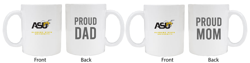 Alabama State University Proud Mom And Dad White Ceramic Coffee Mug 2 pack (White)